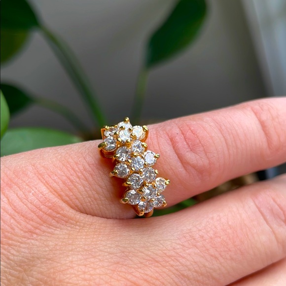 Jewelry - Gold and Diamond Look Cluster Fashion Ring